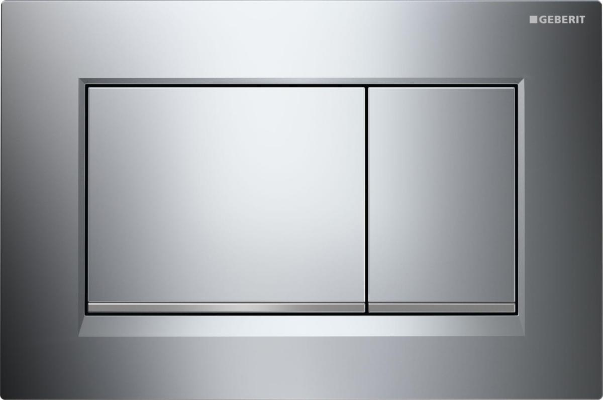 Tryckplatta Sigma 20 Plast, Geberit - GEBERIT SPOLPLATTA SIGMA 20 SQUARE,DUBBEL, KROM/MATTKROM