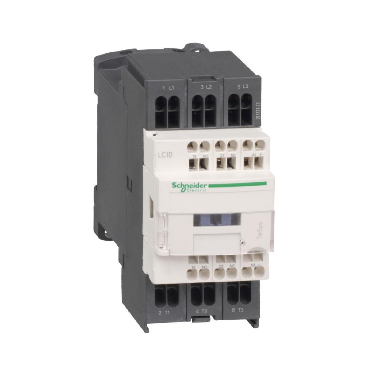 Kontaktor 9-38A LC1D, AC spole, bladfjäder - KONTAKTOR 18A 7.5KW 230VAC LC1D183P7