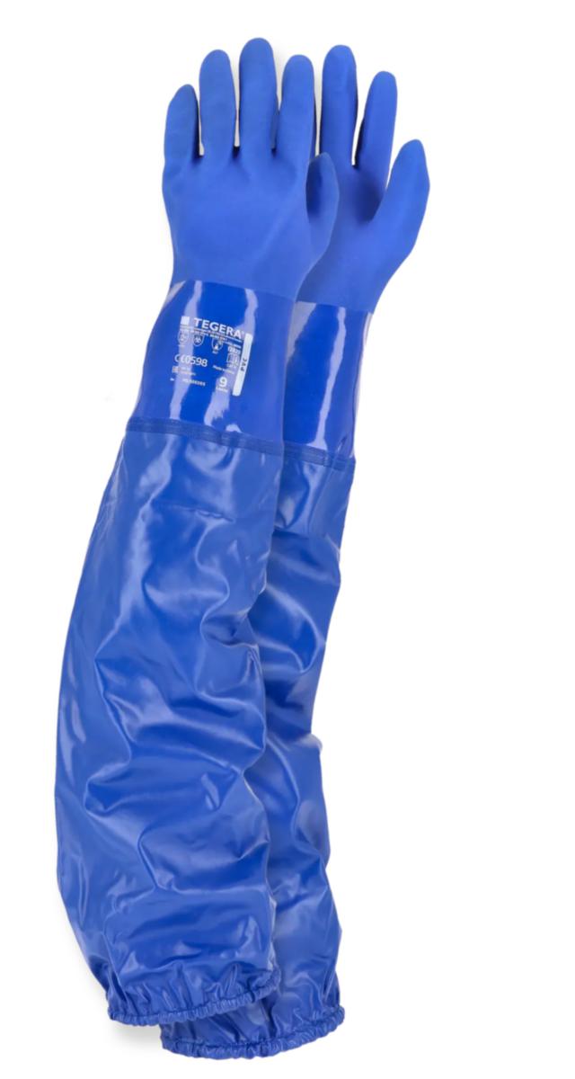 Kemskyddshandske Tegera 12920 - KEMHANDSKE TEGERA 12920 PVC EXTRA LÅNG 700MM BLÅ STL 8