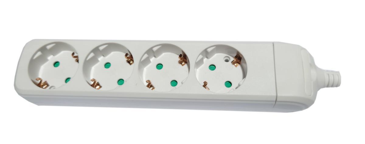 Grenuttag jordad utan kabel, med petskydd - GRENUTTAG 4-VÄGS VIT JORDAD MED PETSKYDD. 230V. LKB