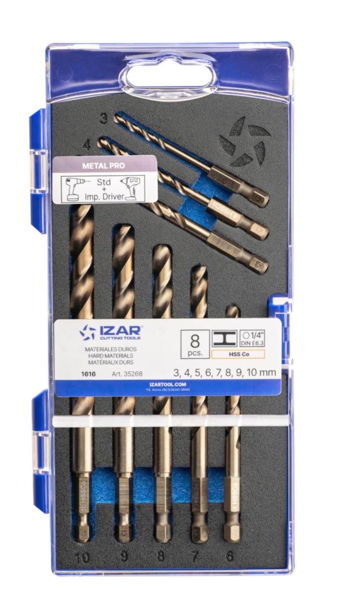 Borrkassett IZAR 1616 HSS-Co5 1/4" 3-10 mm - BORRKASSETT IZAR 1616 HSSE HEX 3-4-5-6-7-8-9-10mm 1/4"