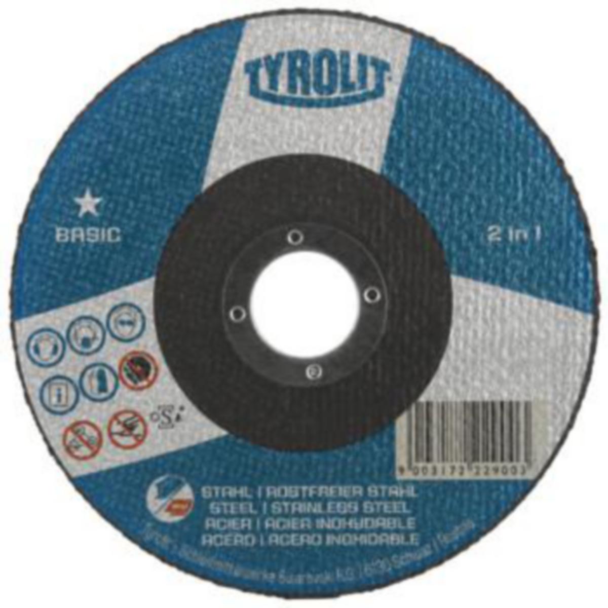 Kapskiva Tyrolit Basic Supertunn 2in1 - KAPSKIVA TYROLIT BASIC 2IN1 125X1.6X22.23 A46Q-BFB 41C