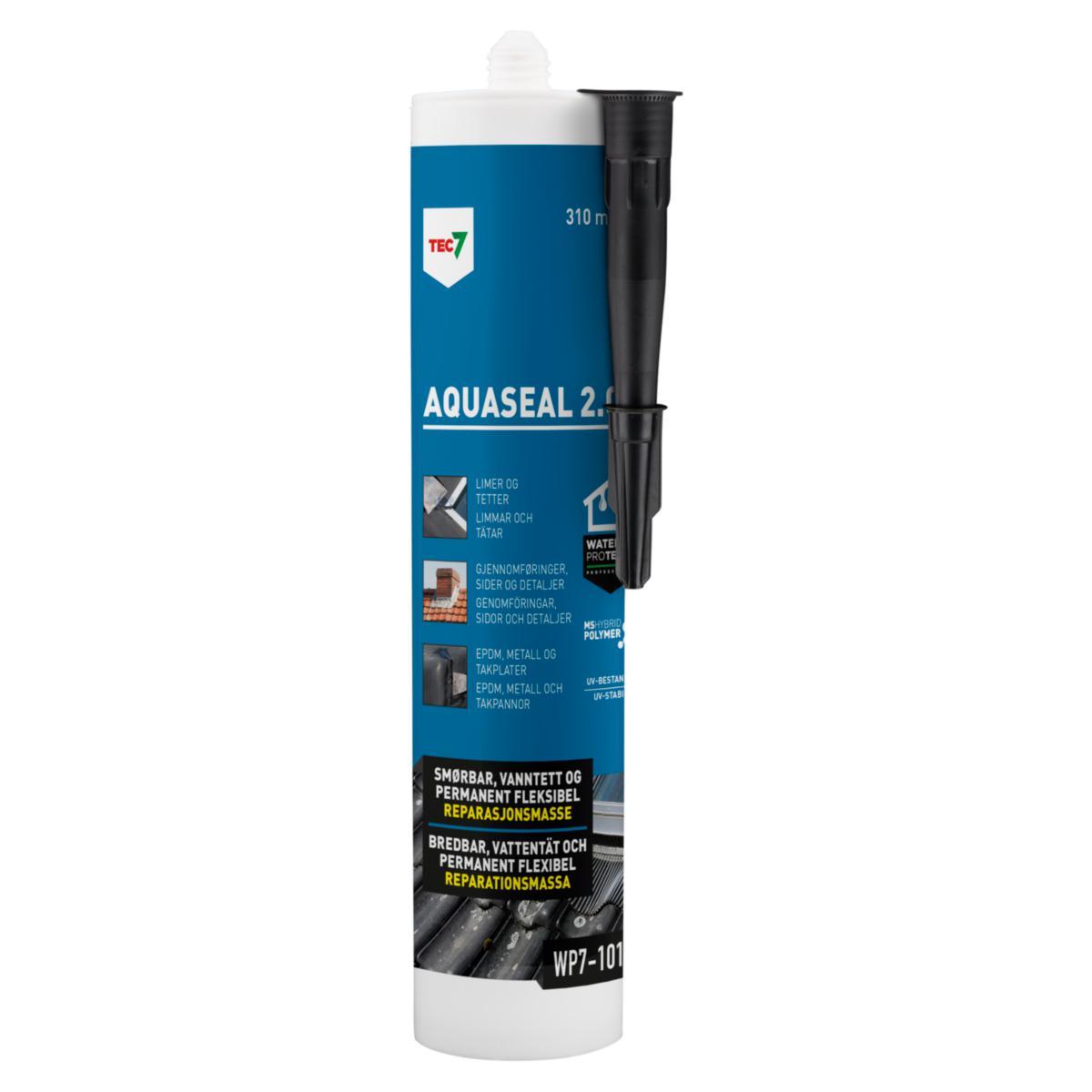 Asfaltlim och tätningsmassa Tec7 AQUASEAL 2.0 - AQUASEAL 2.0 SVART 310 ML FOGMASSA