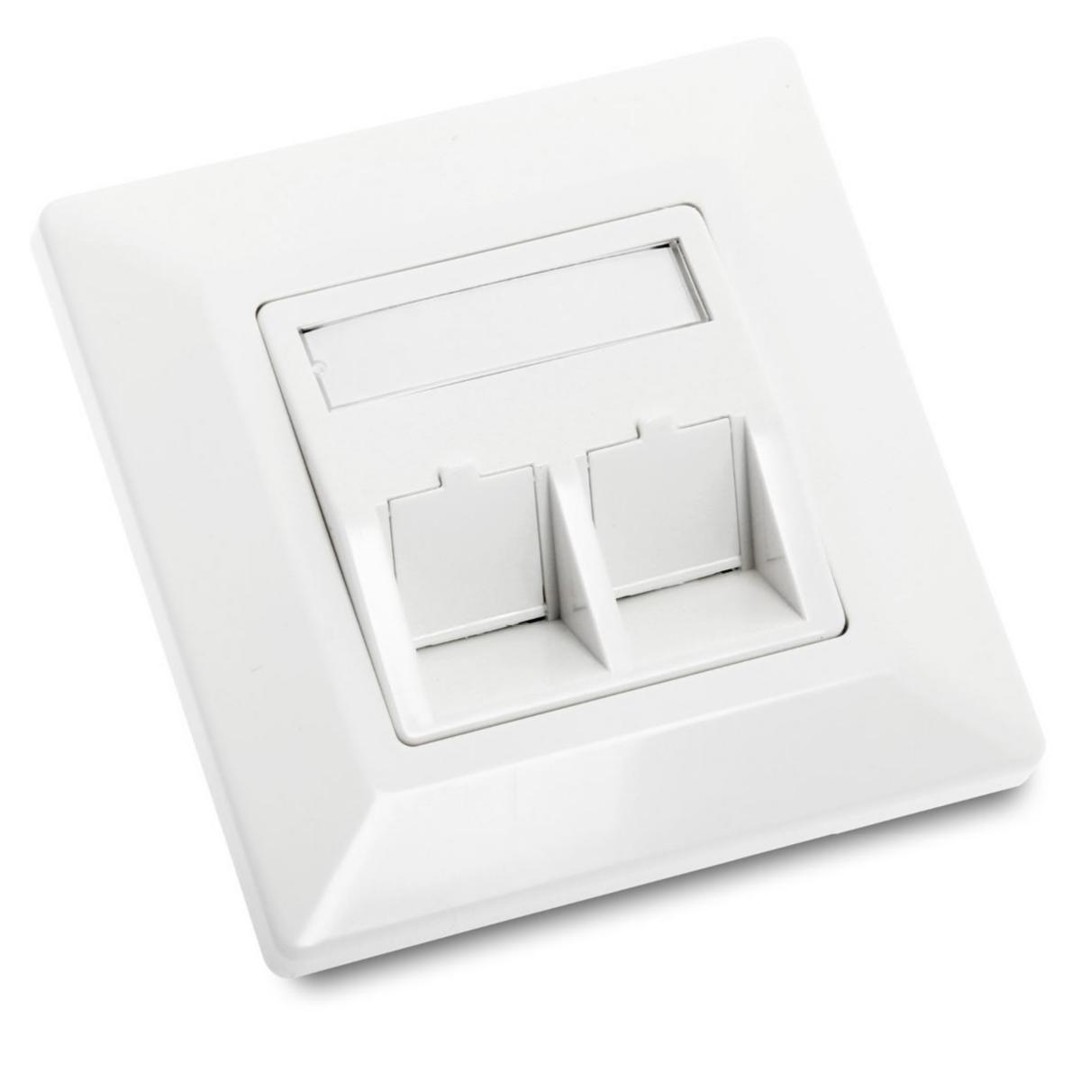 Uttagslock för apparatdosa, obestyckade - UTTAGSLOCK 2XRJ45 KEY 12B-1X-02WT-1