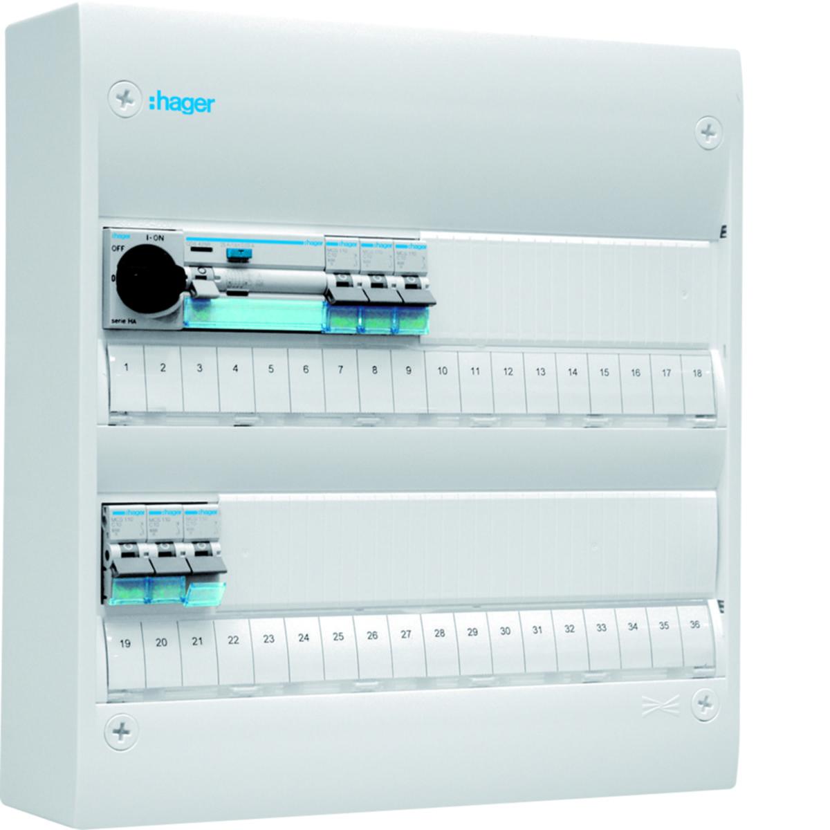 Normcentral utanpåliggande, typ Gamma IP 30. Förmonterad. - FÖRMONT.CENTRAL 2X18 M GD218SF