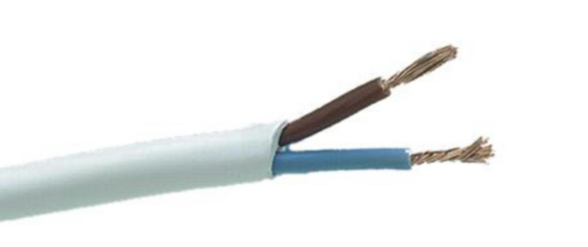 SKK (H03VV-H), lampsladd, rund - KABEL SKK 2X0.75 10M/RING VIT