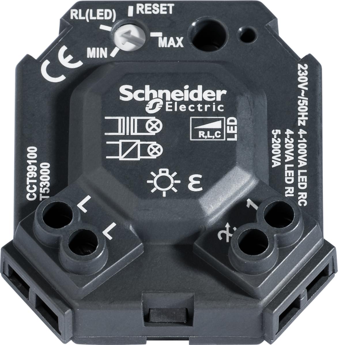 Dosdimmer, universal för LED, glödljus, halogenlampor 230 V, lågvoltshalogen, 4-100 W, Schneider - DIMMERPUCK UNIVERS. LED 4-100W SCHNEIDER