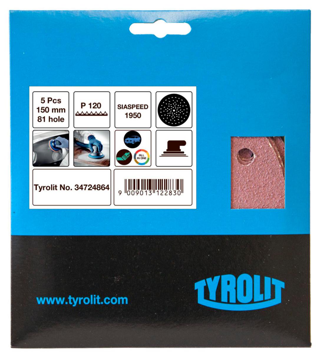 Kardborrerondell Tyrolit Siaspeed 1950 SB-pack Multihål Ø150mm - KARDBORRERONDELL SIASPEED 1950 H81 MULTIHÅL 150MM K120 5-PACK