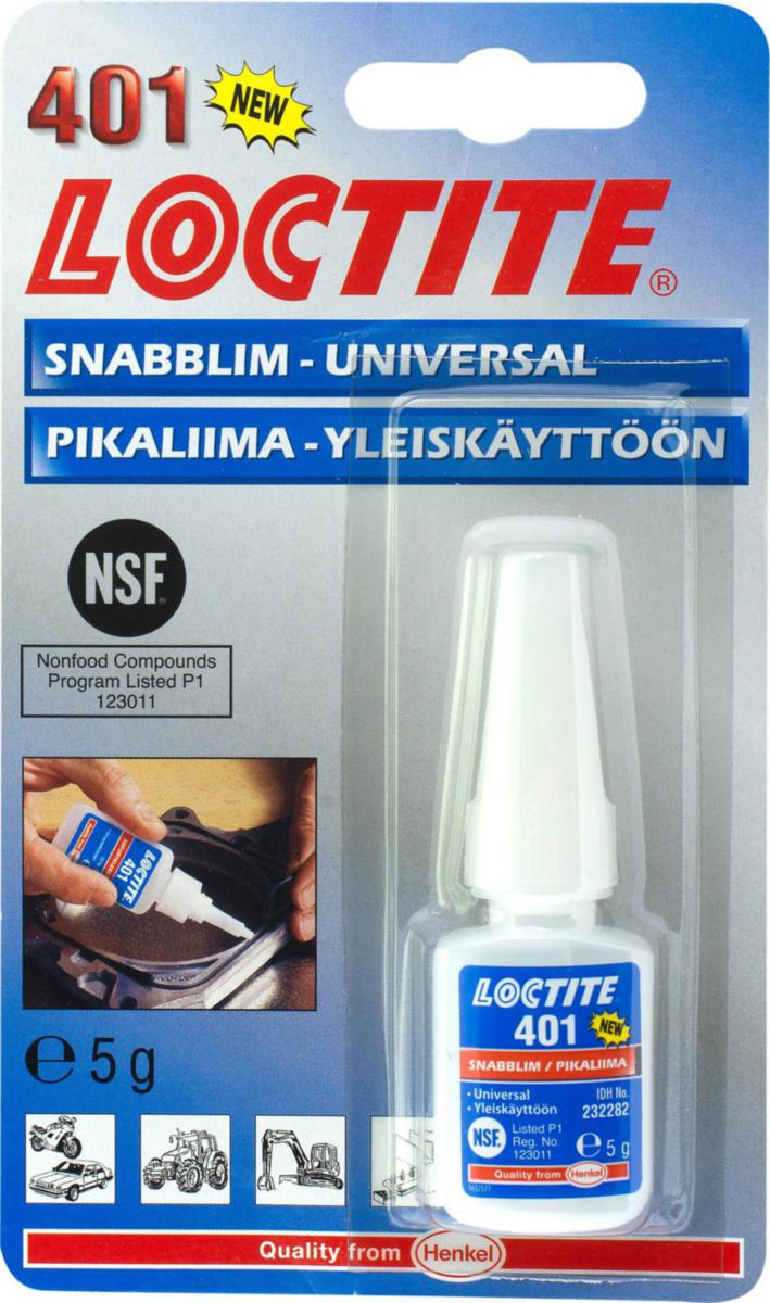 Cyanoakrylatlim Loctite® 401 Snabblim - CYANOAKRYLATLIM LOCTITE 401 5G SNABBLIM ALLR. LÄTTFLY. PINPAC