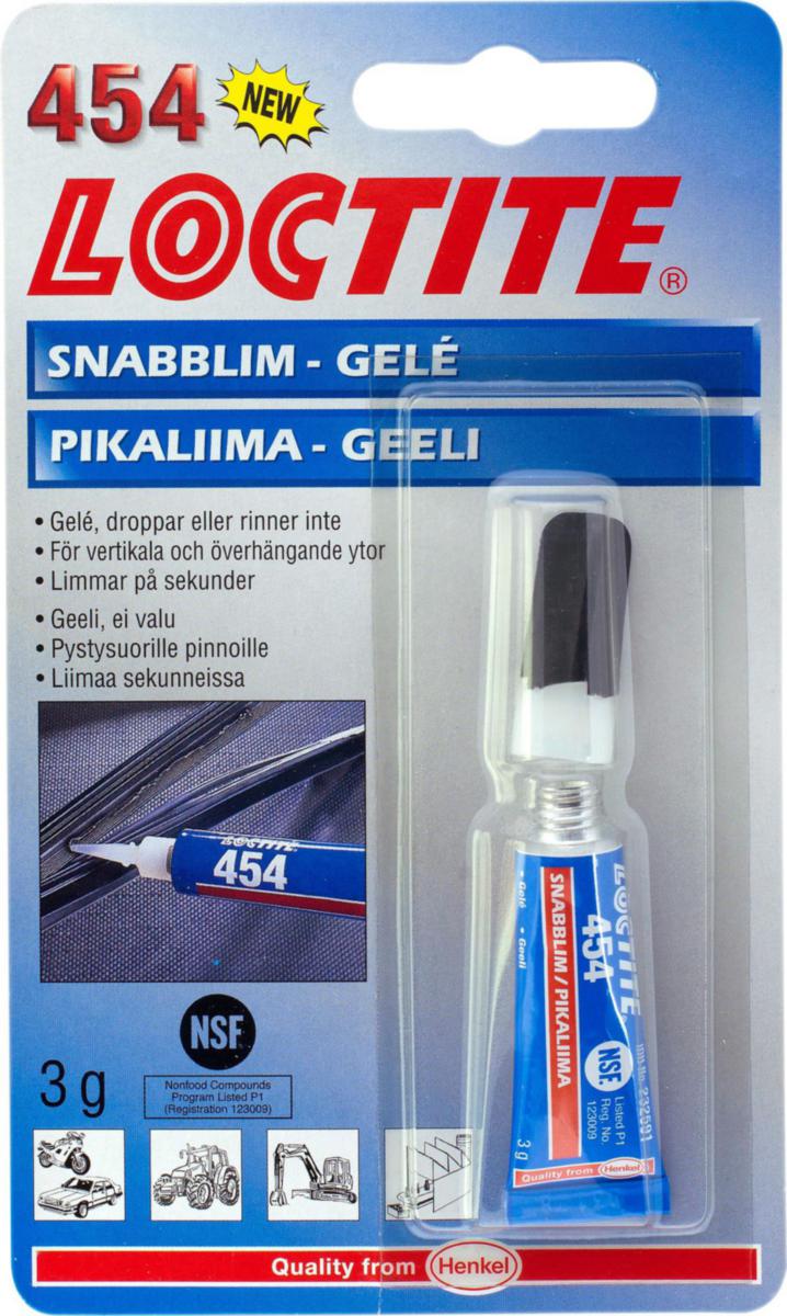 Cyanoakrylatlim Loctite 454 - CYANOAKRYLATLIM LOCTITE 454 3G PINPAC ALLROUND GEL NSF