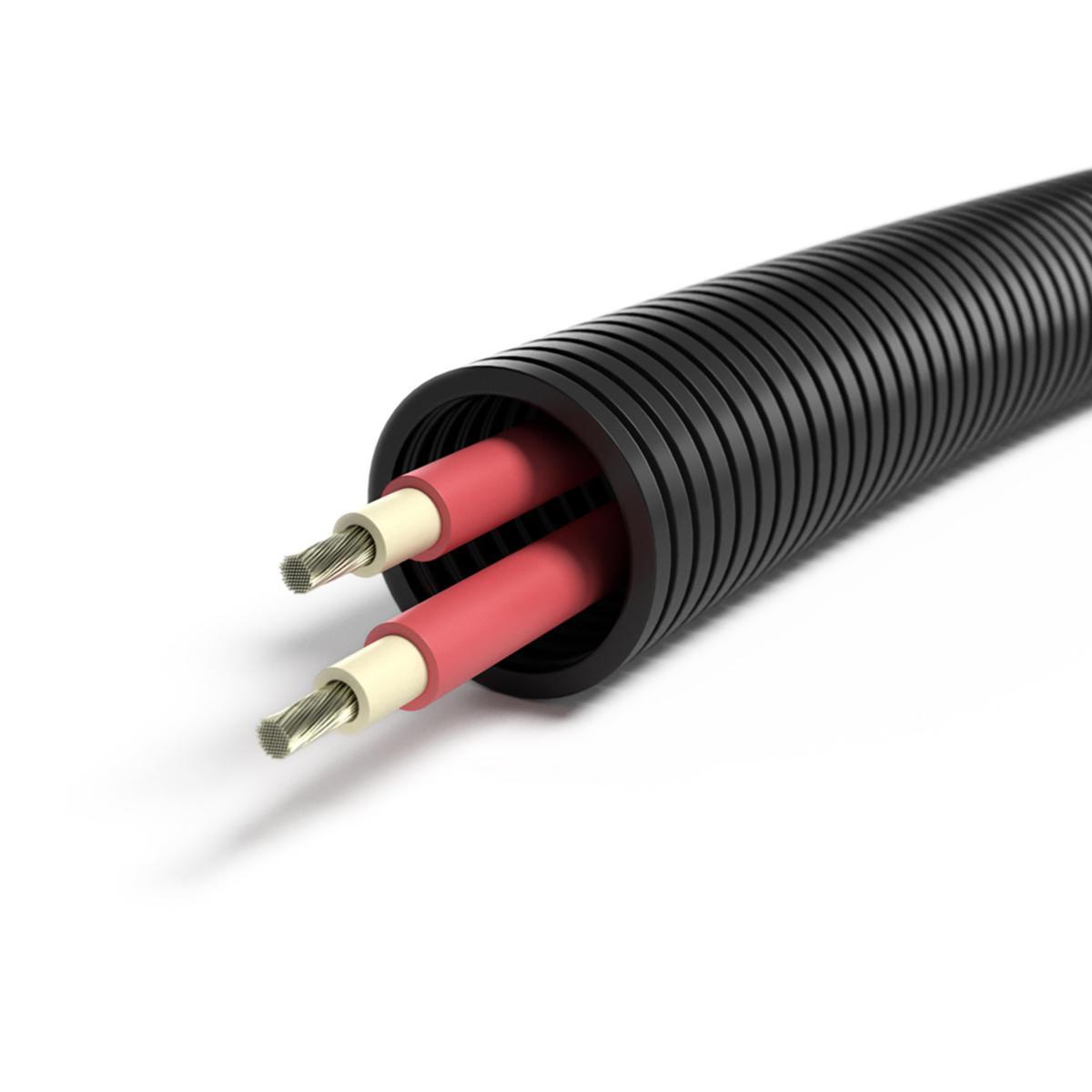 Flexrör fördragen UV med solcellskabel, Pipelife - FLEXRÖR 20MM PV2X6MM R/R 100M ZW20 UV C 2XSOLAR 6 RR R1