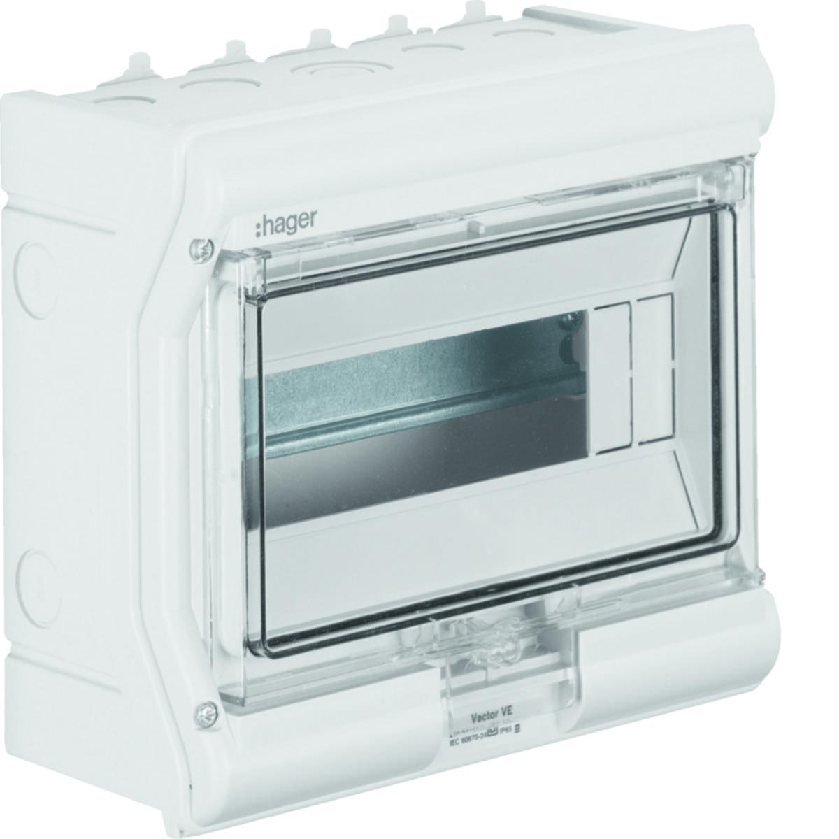 Kapsling Vector, utomhus, Hager - NORMKAPSLING 1X10MOD UTOMHUS VECTOR IP65 HAGER VE110PN