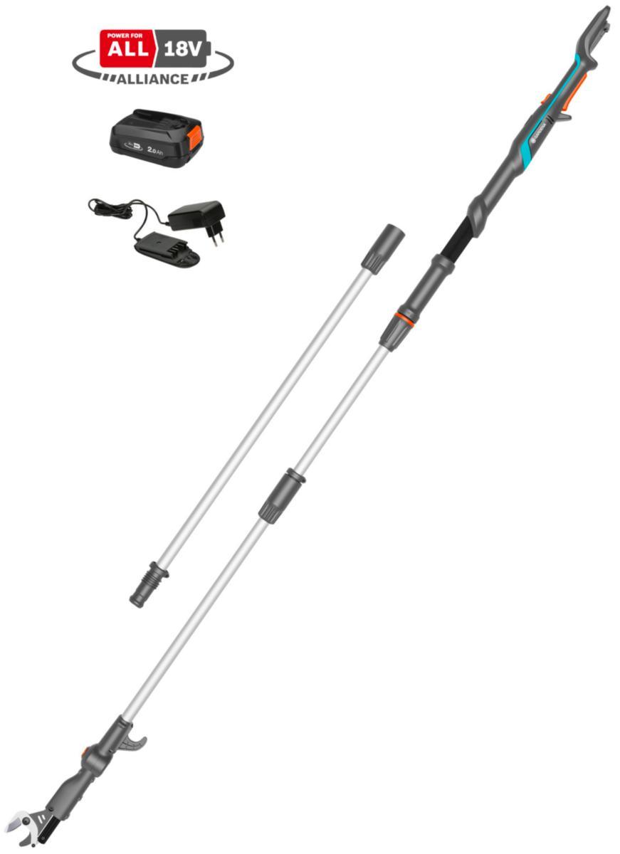 Teleskopisk stångsax Gardena batteridriven - STÅNGSAX GARDENA 360 BATTERIDRIVEN TELESKOPISK