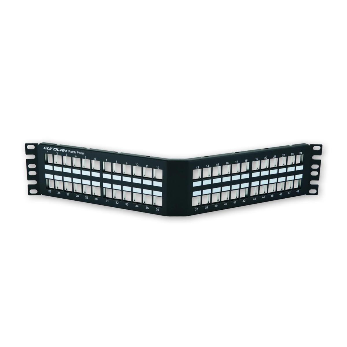 Patchpanel vinklad obest RJ45 - PANEL VINKL OBEST 48XRJ45 2HE 27A-00-48BL
