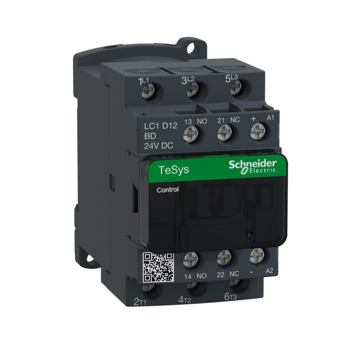 Kontaktor LC1D, DC manövrerade 9-38 A - KONTAKTOR 12A 5.5KW 24VDC LC1D12BD