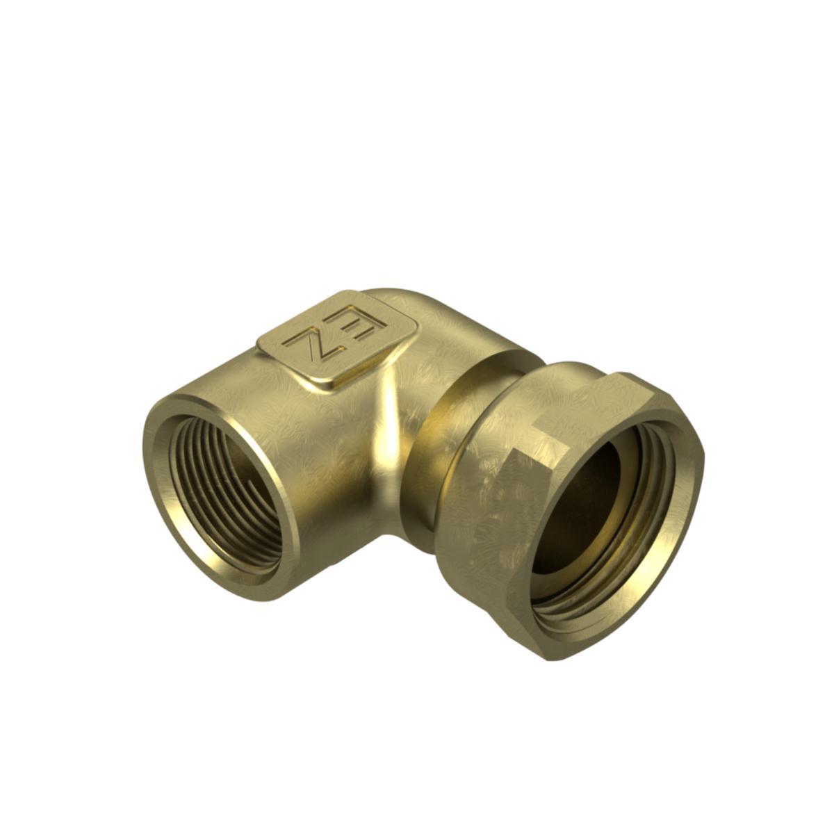 Vinkel koppling med lekande mutter x inv. gänga Gul, Ezze - EZZE LEK.MUTTER VINKEL GUL G25 INV.GG X G25 LEK.MUTTER