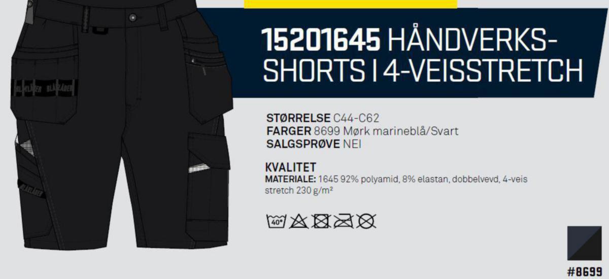 Shorts Blåkläder 1520-1645 - HANTVERKSSHORTS 4-VÄGSSTRETCH STORLEK C56