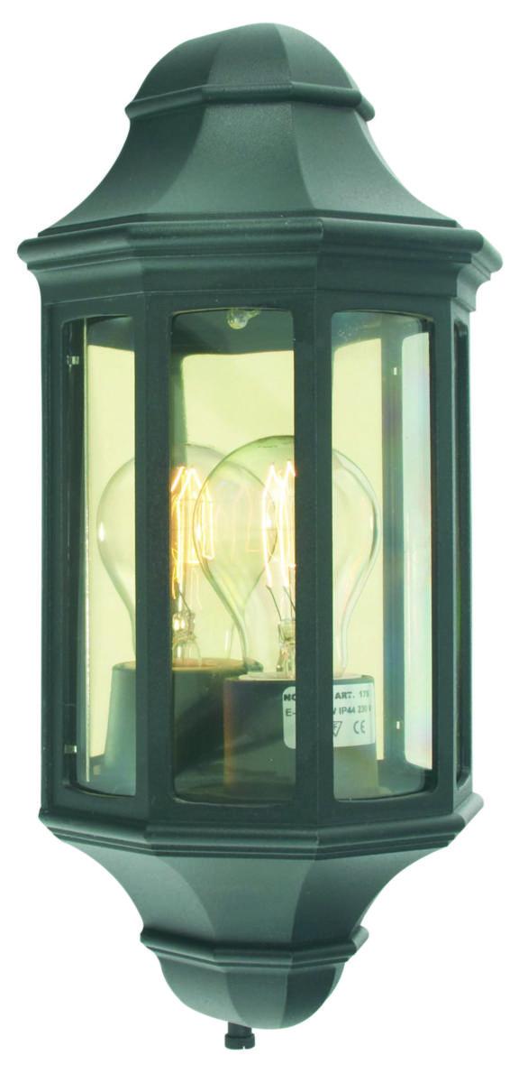 Väggarmatur Genova mini 175 IP 44 Klass II i gjutet aluminium - VÄGGARM. 175 GENOVA MINI SVART 60 E27 IP43