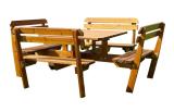 Bänkbord med rygg, 220x220 cm, trä, Quattro