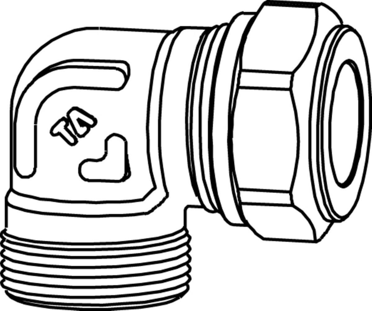 Vinkelkoppling 90° TA 306 förkromad, FPL - 12XR15 FPL-KOPPLING VINKEL FKR UTV GG 53306-512