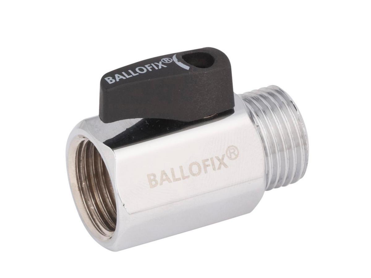 Kulventiler Ballofix, förkromade med vred, modell 503, invändig/utvändig gänga - R 8 BALLOFIX 503 KULVENTIL INV/UTV.GG, MED VRED