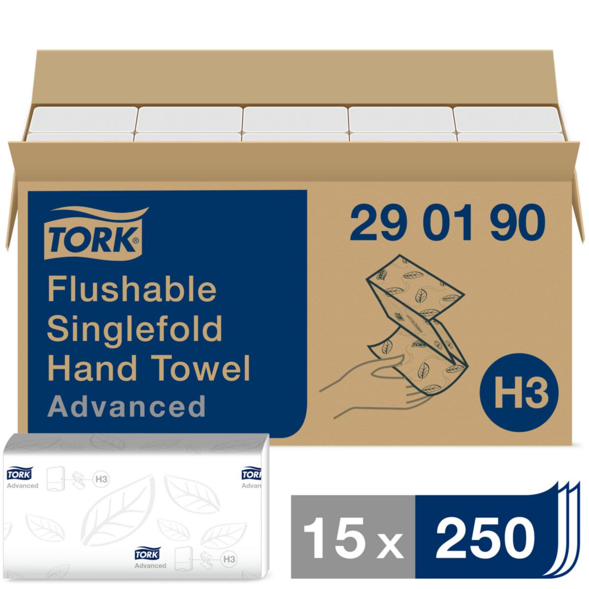 Pappershandduk Advanced H3, Tork - HANDDUK TORK ADVANCED V-VIKT H3 SPOLBAR 250ST/FP 290190