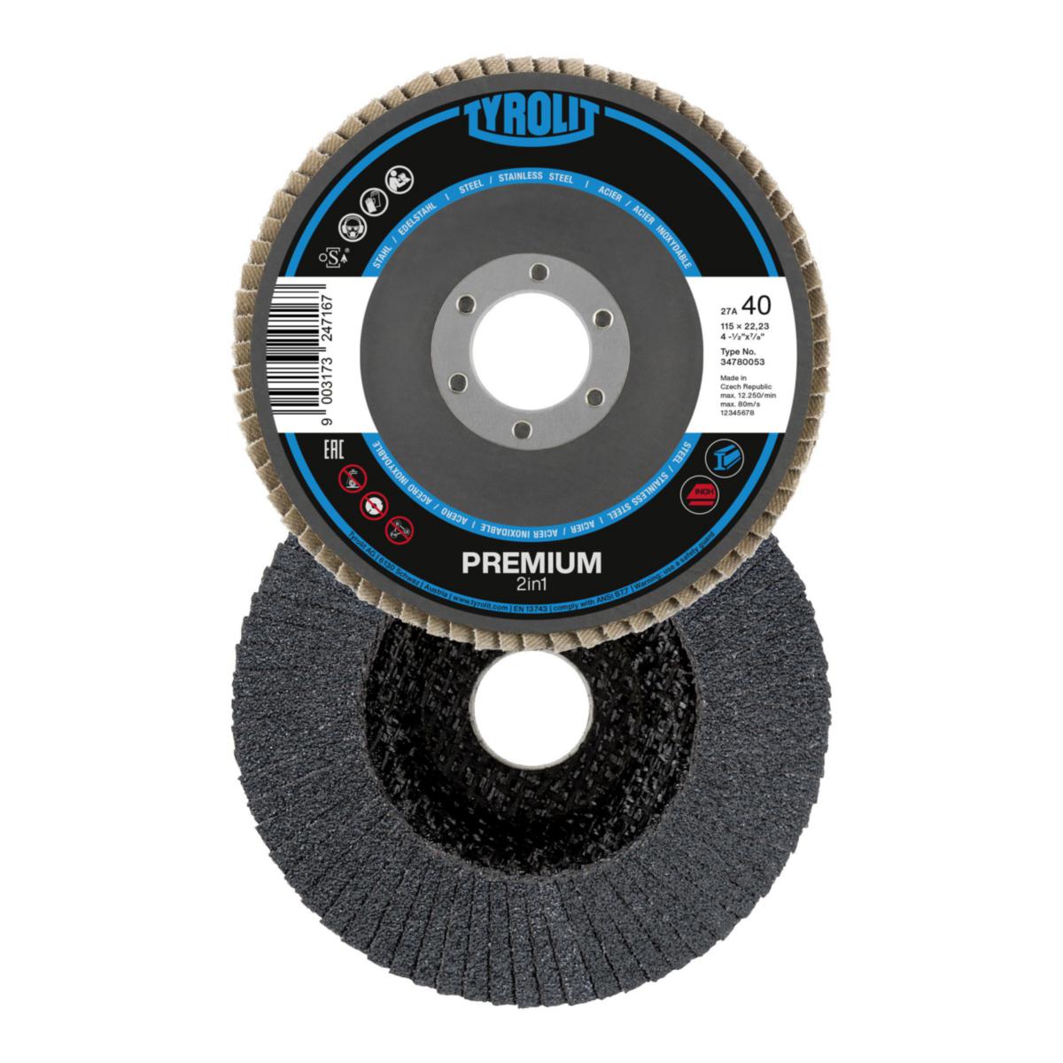 Lamellrondell Tyrolit Premium 2in1 Vinklad - LAMELLRONDELL TYROLIT PREMIUM KONISK 115MM K40 2IN1