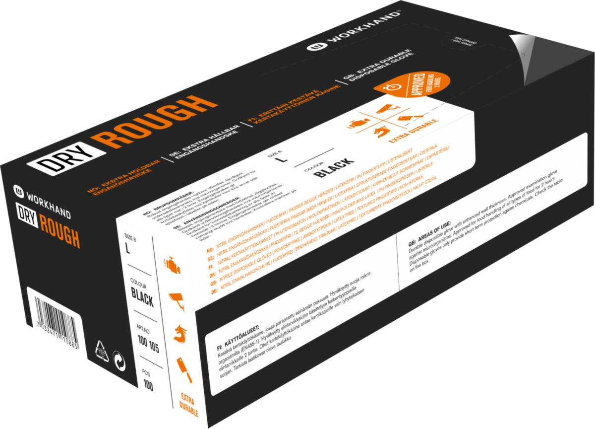 Engångshandske Ultraskin Rough Nitril - ENGÅNGSHANDSKE ULTRASKIN ROUGH PUDERFRI NITR SVART 100ST 9/L