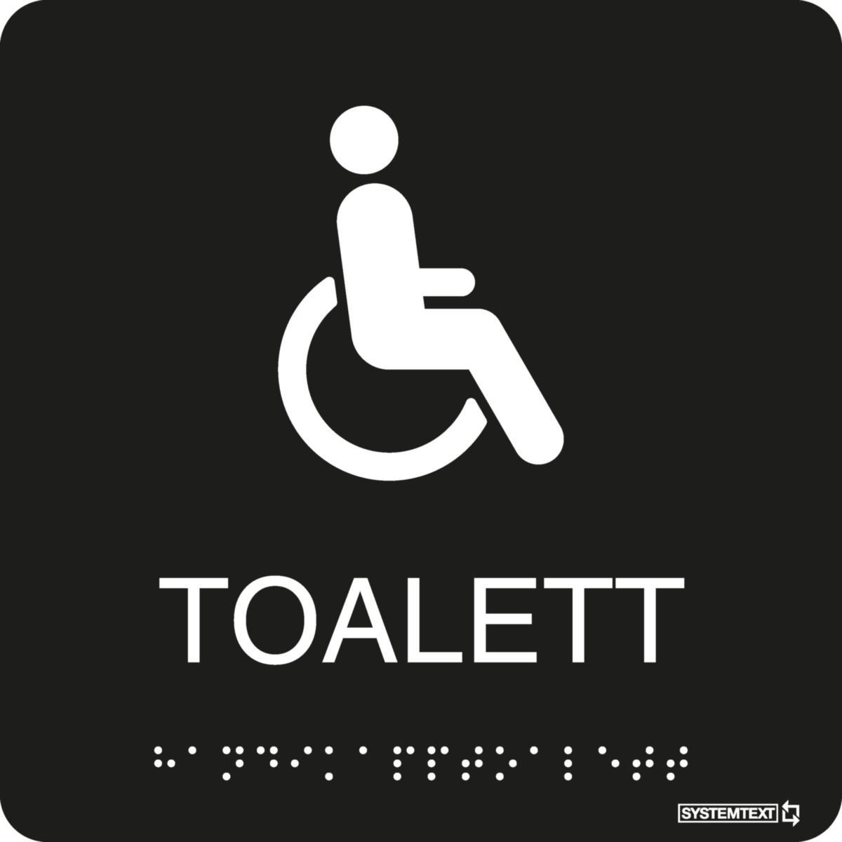 Taktilskyltar - SKYLT SYSTEMTEXT TAKTIL RWC/HW TOALETT SVART 150X150MM