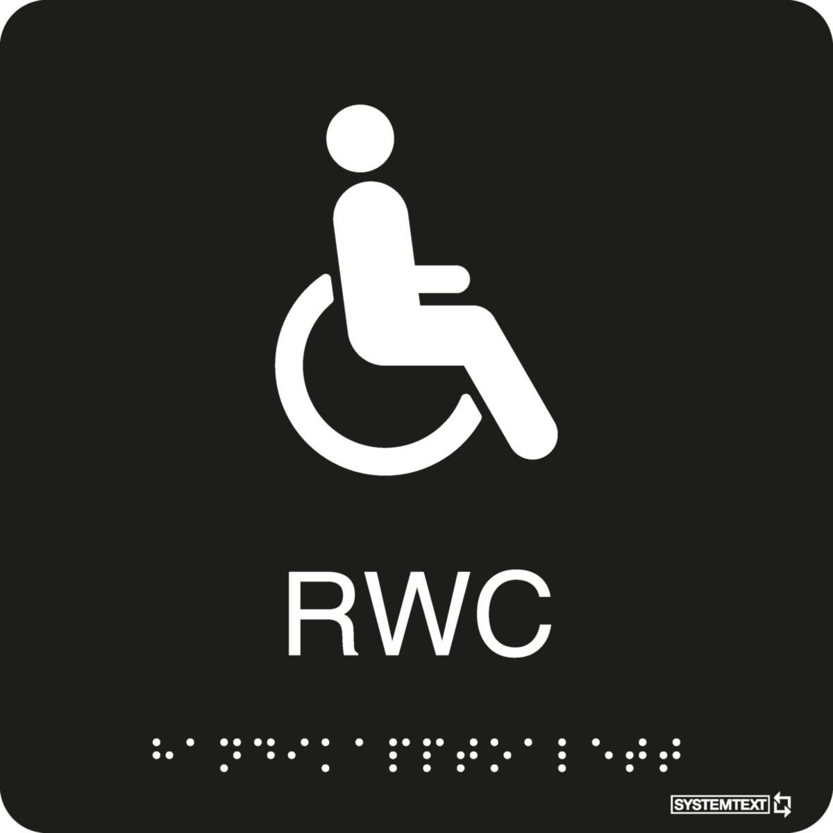 Taktilskyltar - SKYLT SYSTEMTEXT TAKTIL RWC/HW RWC SVART 150X150MM