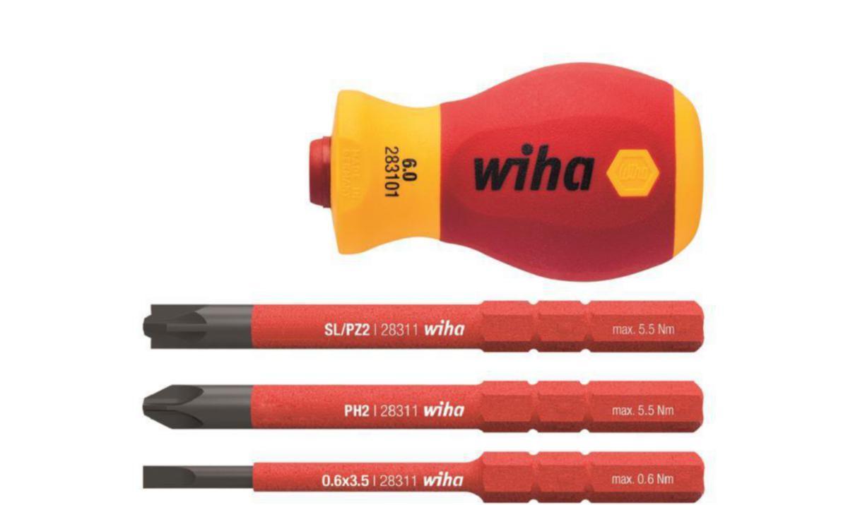 Bitsskruvmejsel Wiha Stubby - BITSSKRUVMEJSEL WIHA STUBBY VDE INKL 3 LÅNGA BITS