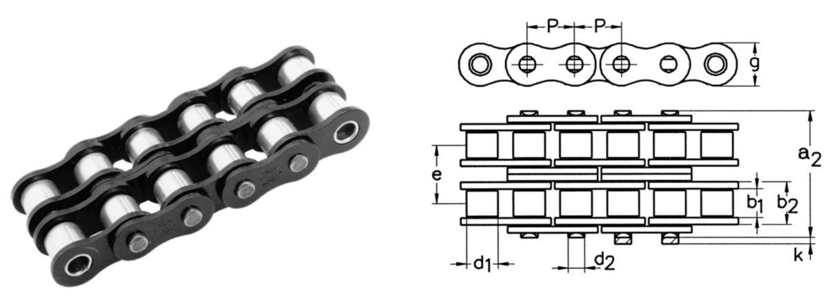 Rullkedja Wippermann DIN8187 Duplex - RULLKEDJA D455 (3/8) 06 B-2 WIPPERMANN