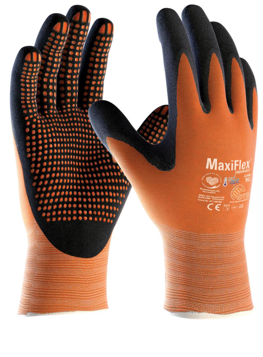Montagehandske MaxiFlex Endurance 42-848 - MONTAGEHANDSKE MAXIFLEX 42-848 ENDURANCE SV/OR DOTS STL 10