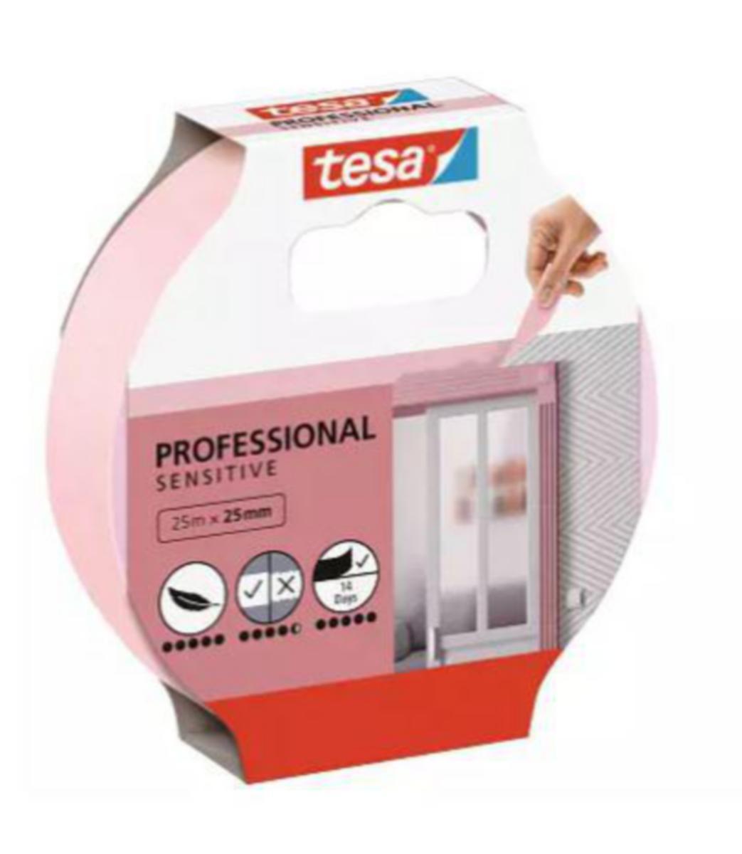 Maskeringstejp professional sensitive, inomhus, Tesa - MASKERINGSTEJP TESA SENSITIVE PROFESSIONAL 38MM X 25M ROSA