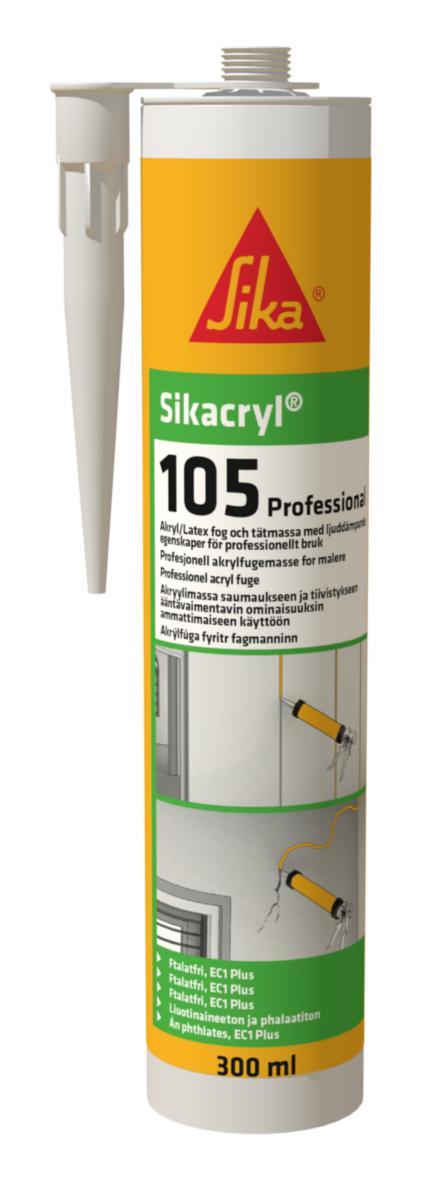 Fogmassa, Sikacryl 105 Professional (akryl/latexfog) - AKUSTIKFOGMASSA SIKACRYL-105 SIKA VIT 300ML