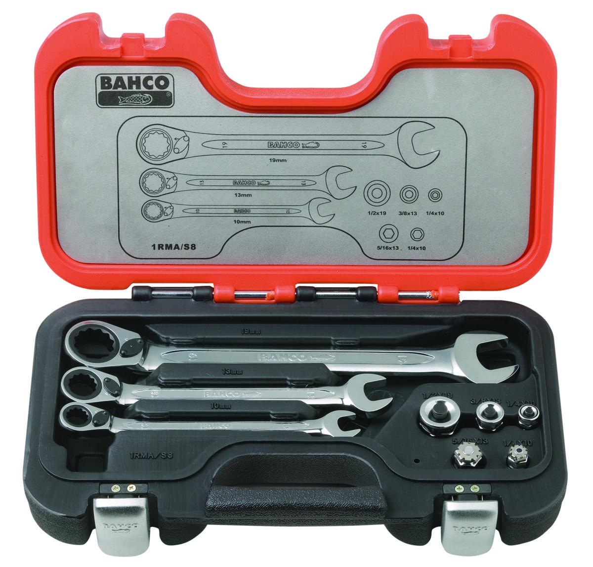 Spärringnyckelsats Bahco 1RMA/S8 - SPÄRRKOMBINYCKELSATS BAHCO 1RMA/S8 3NYCKL+5ADAPT