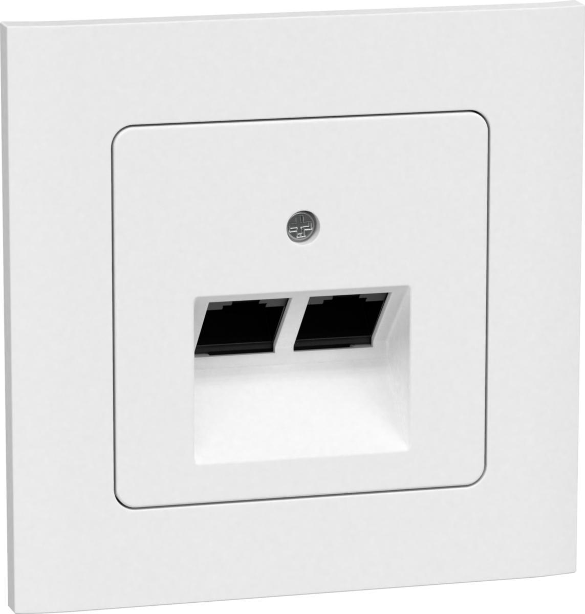 Data-/teleuttag, infällt 2xRJ45, Connect 2 Home, Gelia - DATA/TELEUTTAG 2XRJ45 INF VIT CONNECT 2 HOME