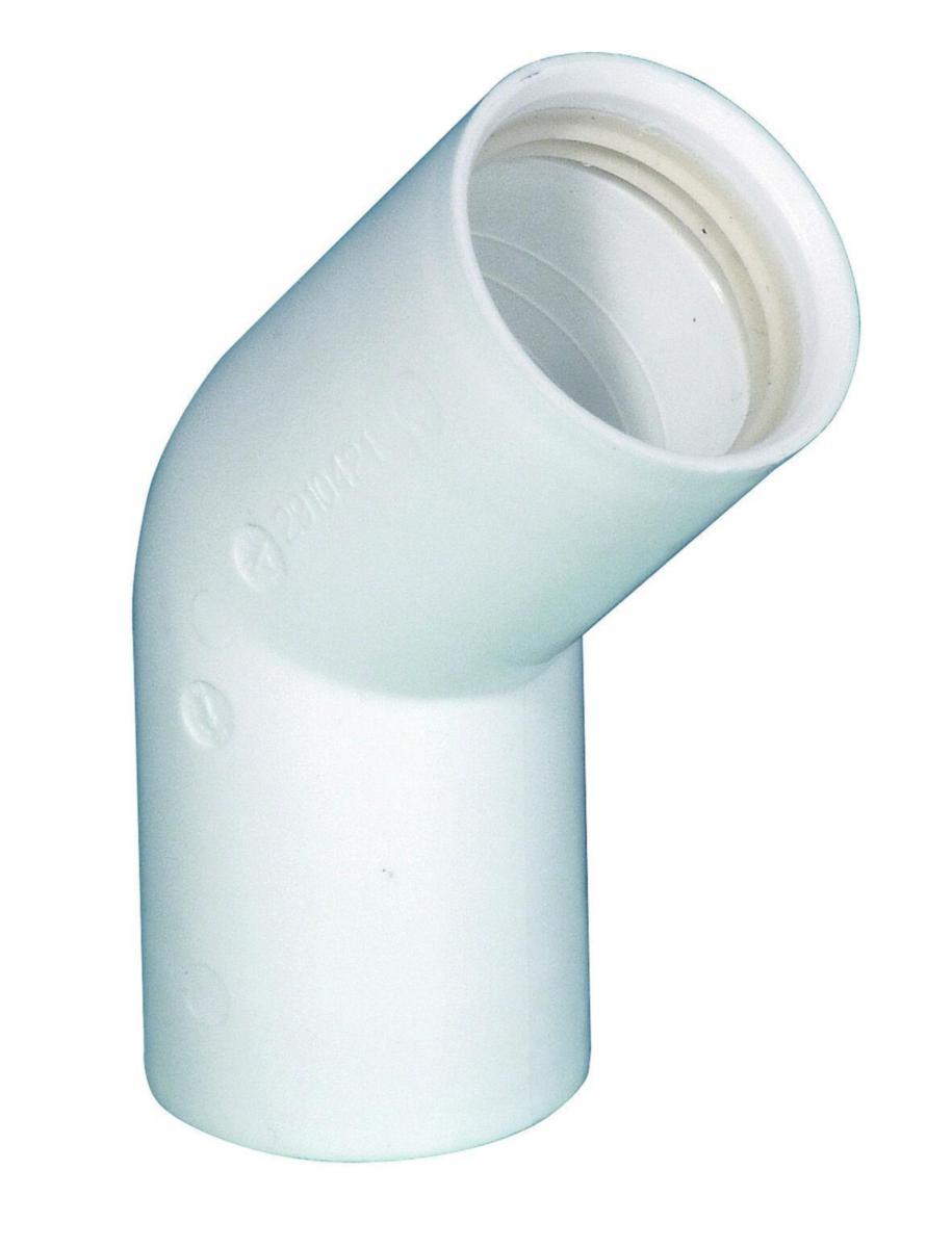 Böj 45°, PP, Purus - 40/45GR BÖJ VIT INSTICK