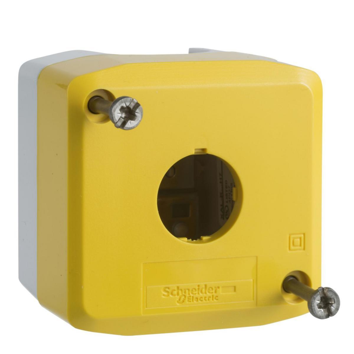 Tryckknappslåda plast tom gult lock XALK - TRYCKKN.LÅDA XAL-K01 1 HÅL