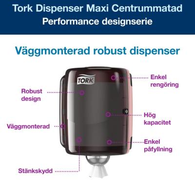 TORK DISPENSER MAXI CENTRUMMAT RÖD/SVART 653008