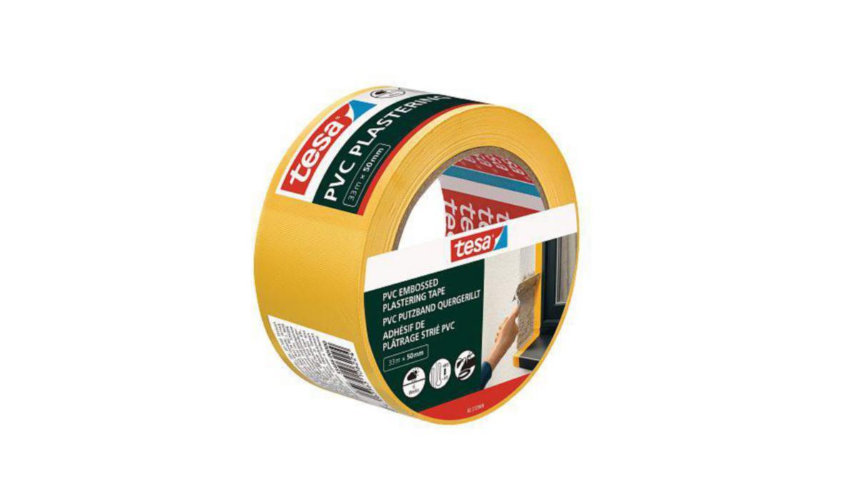 Bygg- och skyddstejp PVC, Tesa - BYGG O SKYDDSTEJP 50MM 33M PVC RÄFFLAD GUL TESA