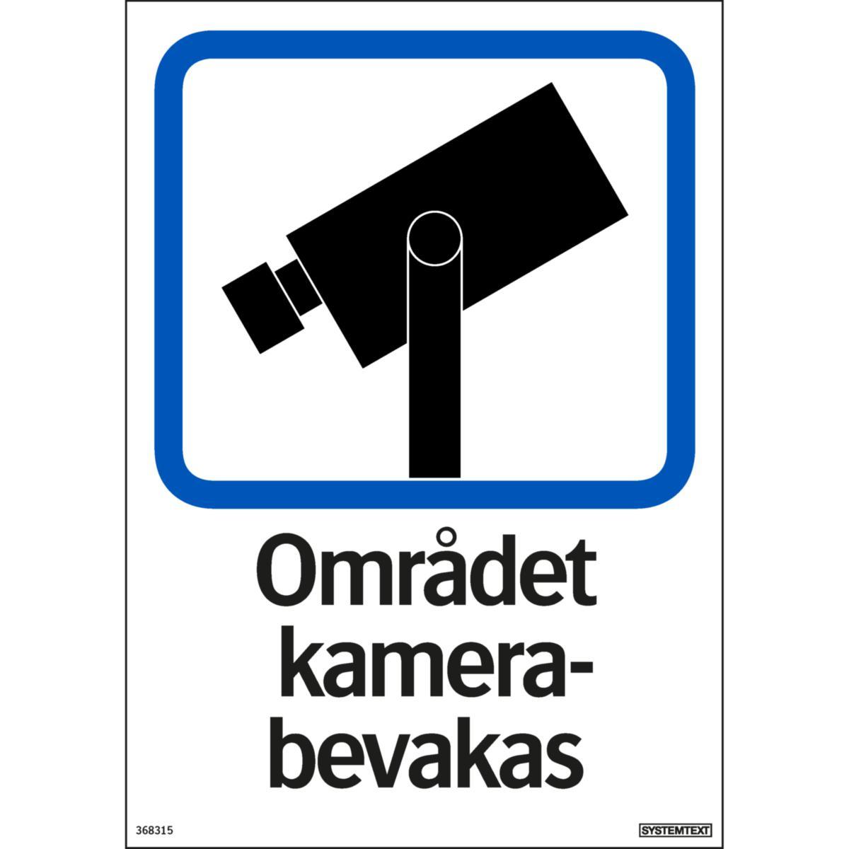 Trivsel- och ordningsskyltar - SKYLT "OMRÅDET KAMERABEVAKAS" 368315 148X210 MM