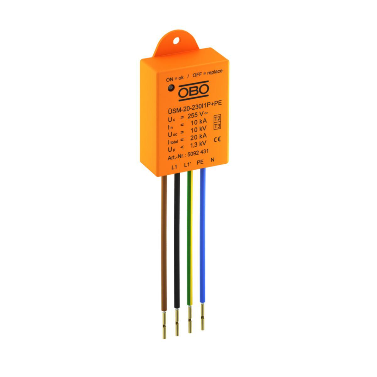 Överspänningsskydd Typ 2+3 LED, OBO - LED-ÖVERSPÄNNINGSSKYDD TYP2+3 ÜSM-20-230I1P+PE