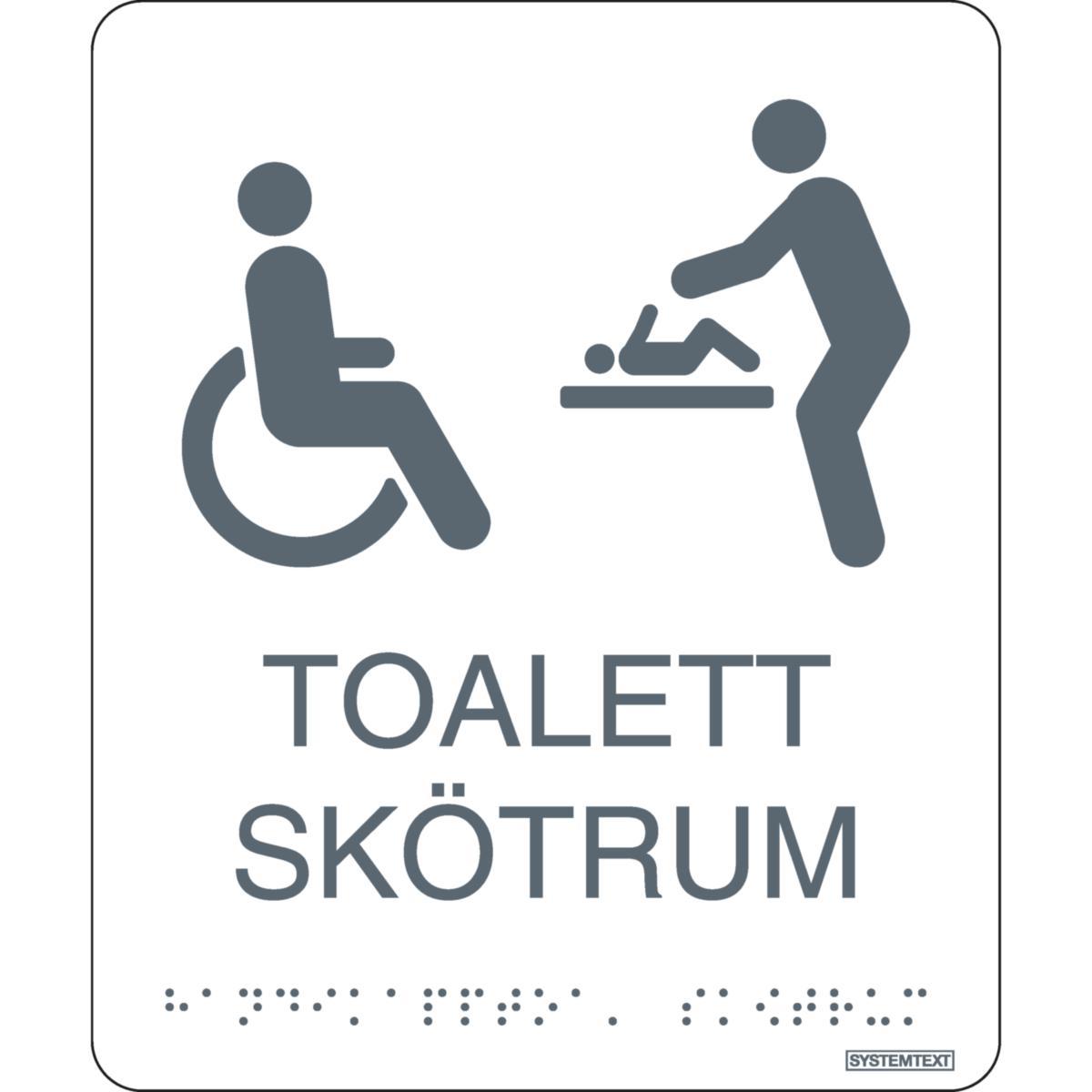 Taktilskyltar - SKYLT SYSTEMTEXT TAKTIL VIT TOALETT SKÖTRUM 150X150MM