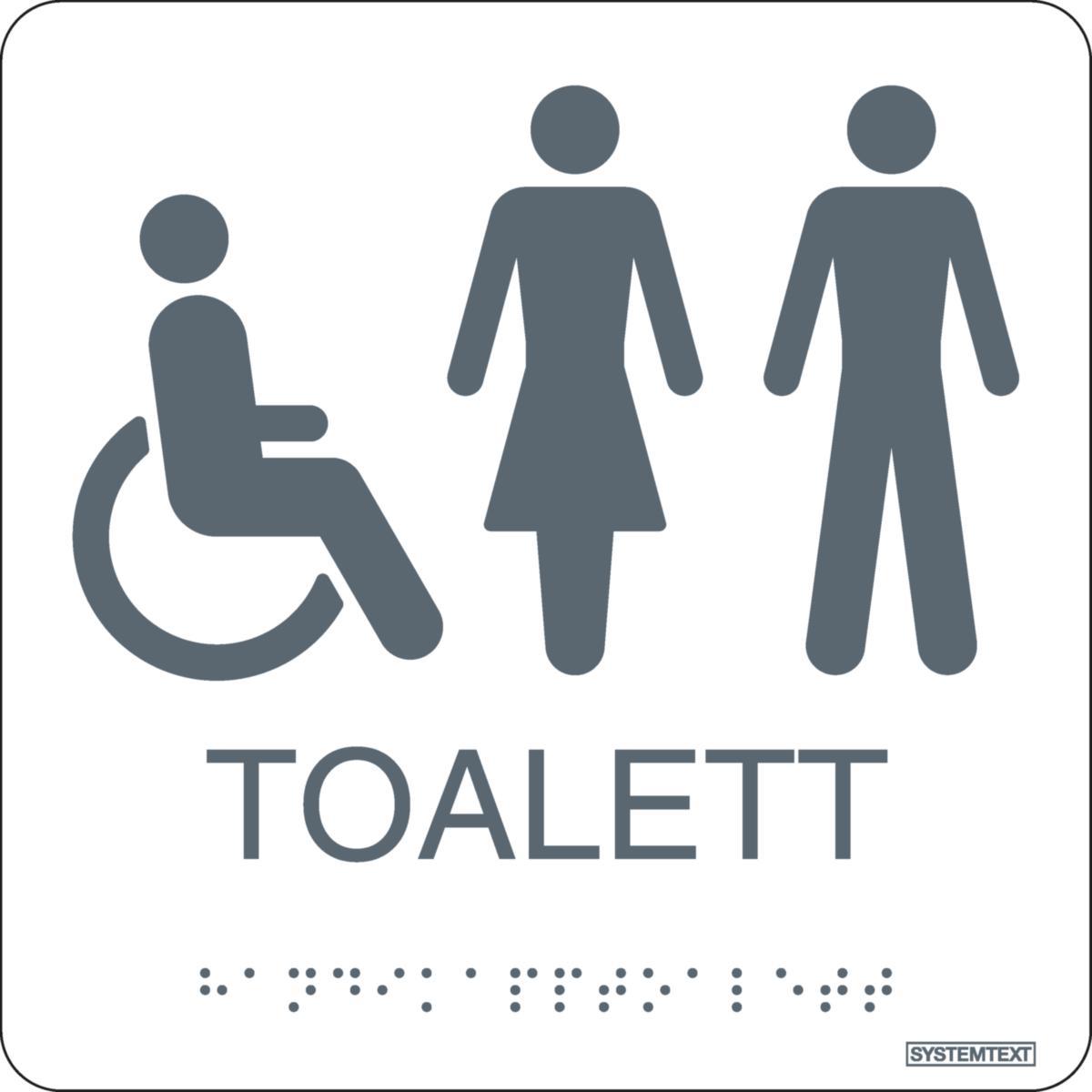 Taktilskyltar - SKYLT SYSTEMTEXT TAKTIL WC/RWC TOALETT UNISEX VIT 150X150MM