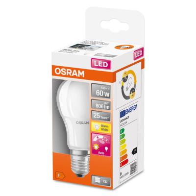 LED-LAMPA NORMAL (60) E27 MATT SENSOR CL A 827 OSRAM