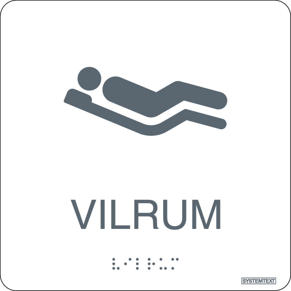 Taktilskyltar - SKYLT SYSTEMTEXT TAKTIL VILRUM VIT 150X150MM