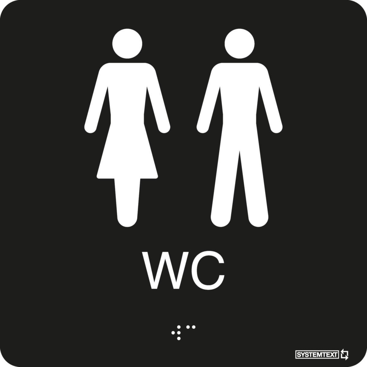 Taktila skyltar för Toalett, dusch , WC/RWC - SKYLT TAKTIL WC DAM/HERR SVART
