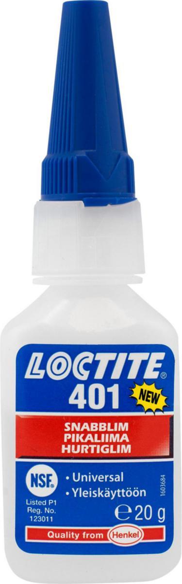 Cyanoakrylatlim Loctite® 401 Snabblim - CYANOAKRYLATLIM LOCTITE 401 20G SNABBLIM ALLROU. LÄTTFLYT.