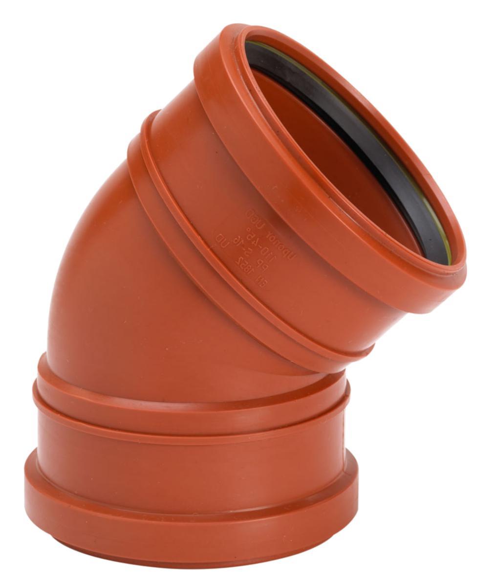 Markavloppsböj PVC 45° 2-muff, Uponor - MARK BÖJ 110X45 GR 2 MUFF PP 2353917 UPONOR